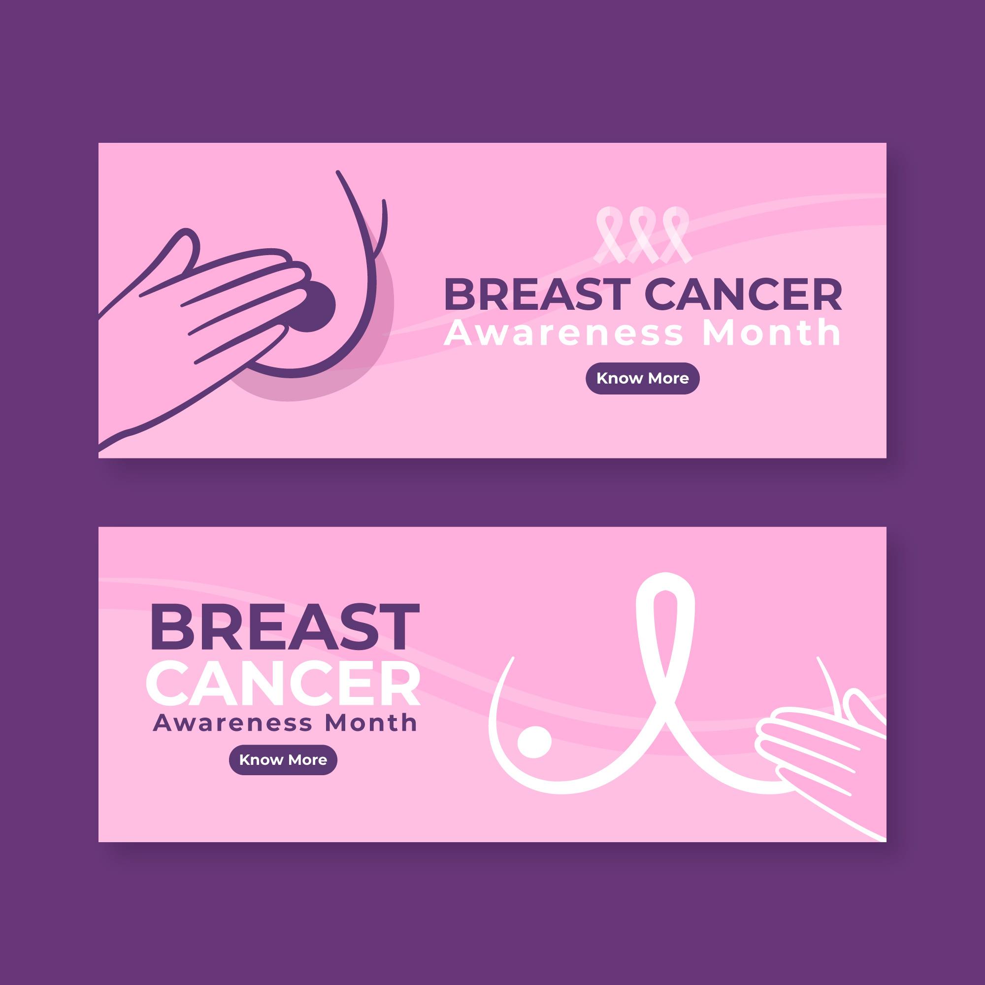 Hand-drawn breast cancer awareness banner with pink ribbon – symbolizing hope and support for women undergoing treatment in India (2025)