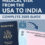 Illustration showing Medical Visa process from USA to India with passport, Indian visa stamp, airplane route, and hospital icons