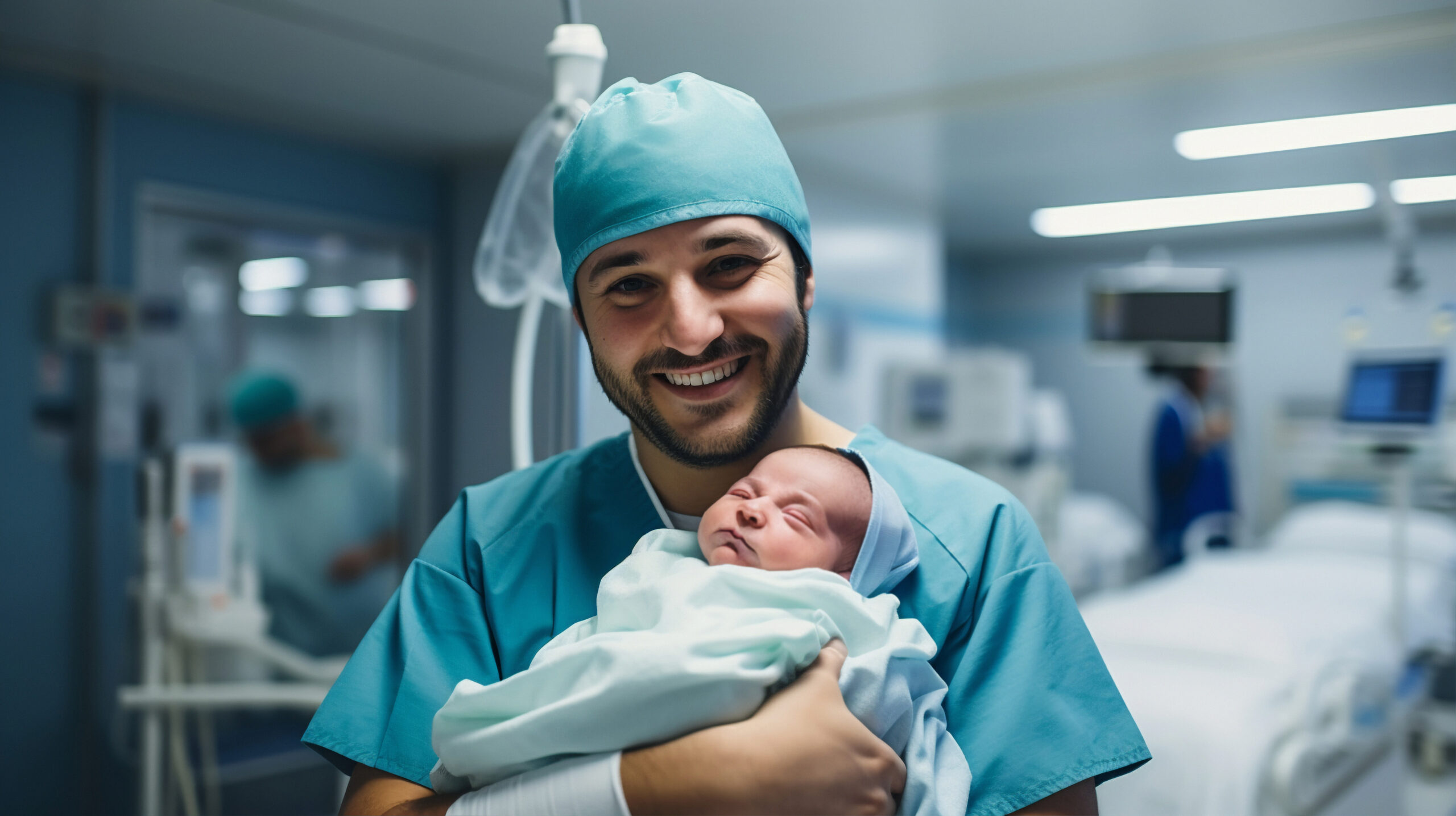Portrait of Indian nurse holding newborn baby in IVF clinic – symbol of successful fertility treatment in 2025