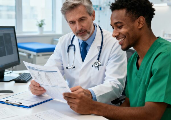 International patient consulting with doctor in a modern Indian hospital for preventive health check-ups, illustrating trusted medical tourism services and advanced diagnostic care.