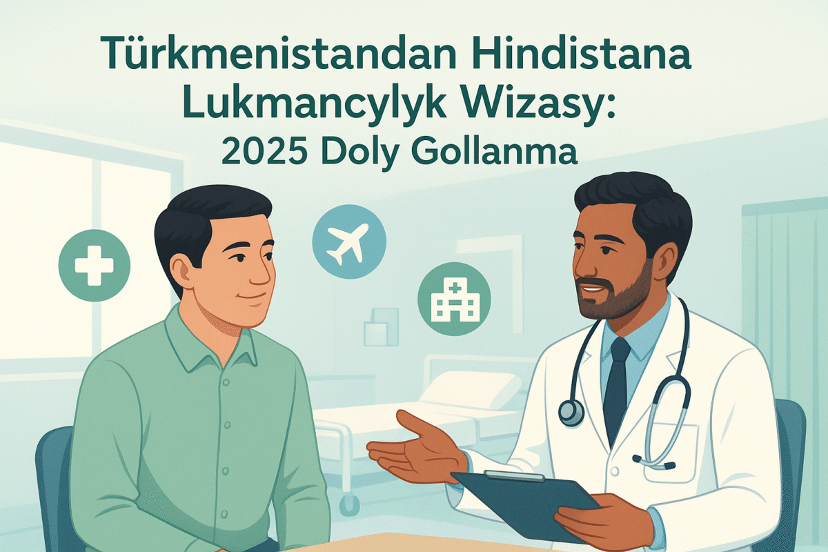 Türkmen patient consulting with Indian doctor in modern hospital for Medical Visa from Turkmenistan 2025