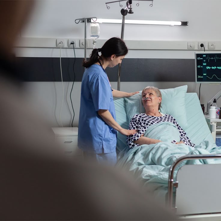 Doctor providing support and guidance to a patient, showing care and compassion in a medical setting.