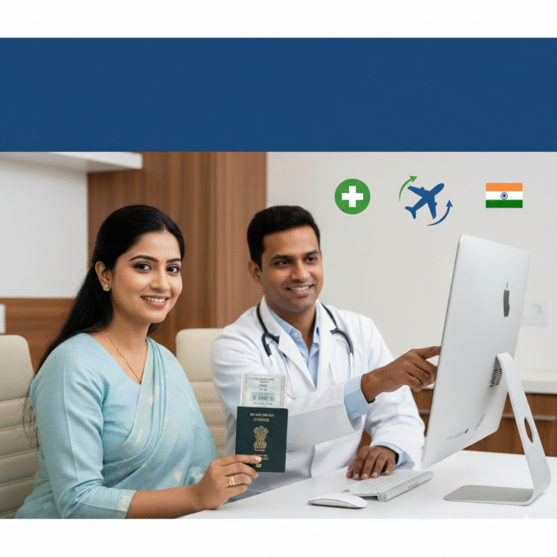 বাংলাদেশি রোগী ভারতীয় ডাক্তারের সঙ্গে হাসপাতালে মেডিকেল ভিসা নিয়ে আলোচনা করছে | ২০২৫ সালের ইন্ডিয়ান মেডিকেল ভিসা ফি ও আবেদন প্রক্রিয়া