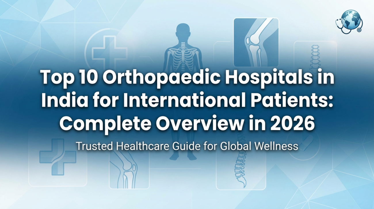 Top orthopaedic hospitals in India for international patients showing advanced bone, joint, spine, and knee care with a healthcare overview
