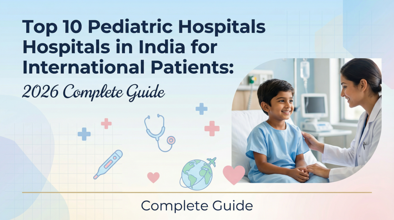 Top pediatric hospitals in India for international patients featuring a smiling child with a pediatric doctor in a modern hospital setting