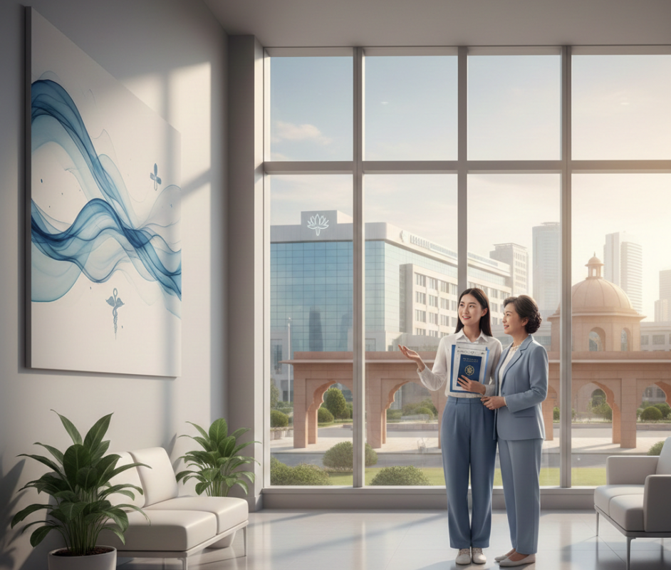 Chinese patient and caregiver traveling to India for medical treatment using an Indian medical visa