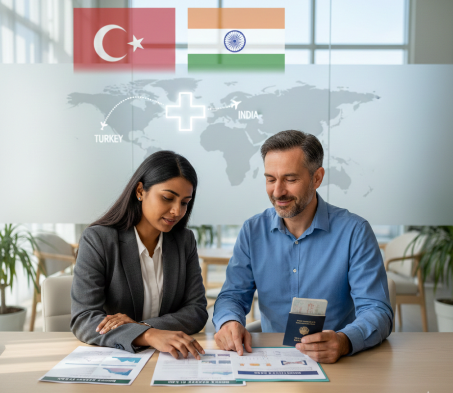 Türkiye’den Hindistan’a tıbbi vize başvurusu için hasta ve sağlık danışmanının belge incelemesi