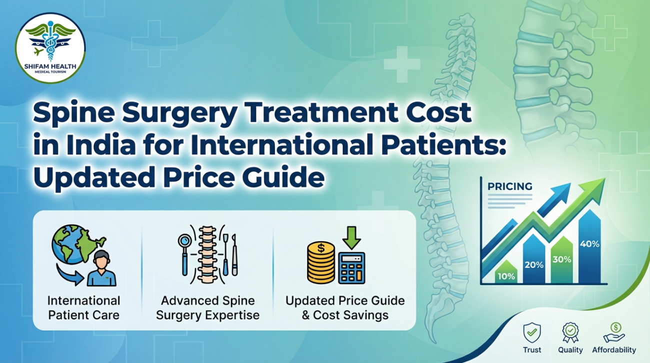 Spine Surgery Treatment Cost in India for international patients showing updated price guide, advanced spine surgery expertise, international patient care, and cost savings in India.
