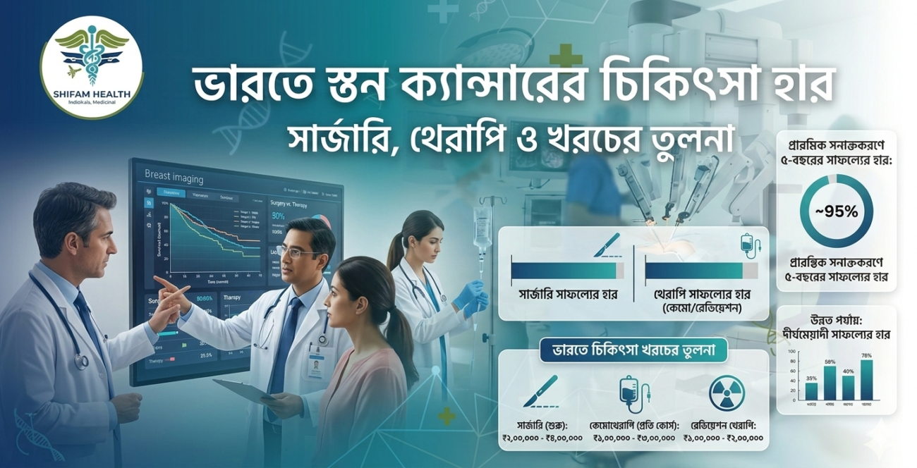 Graph showing breast cancer survival rates by stage, highlighting improvements in treatment outcomes.