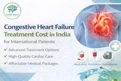 Congestive heart failure treatment in India showing heart illustration and cardiac care options