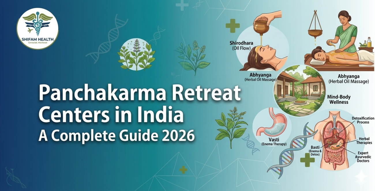 Panchakarma retreat centers in India offering Ayurvedic detox therapies and wellness programs for Bangladeshi patients.