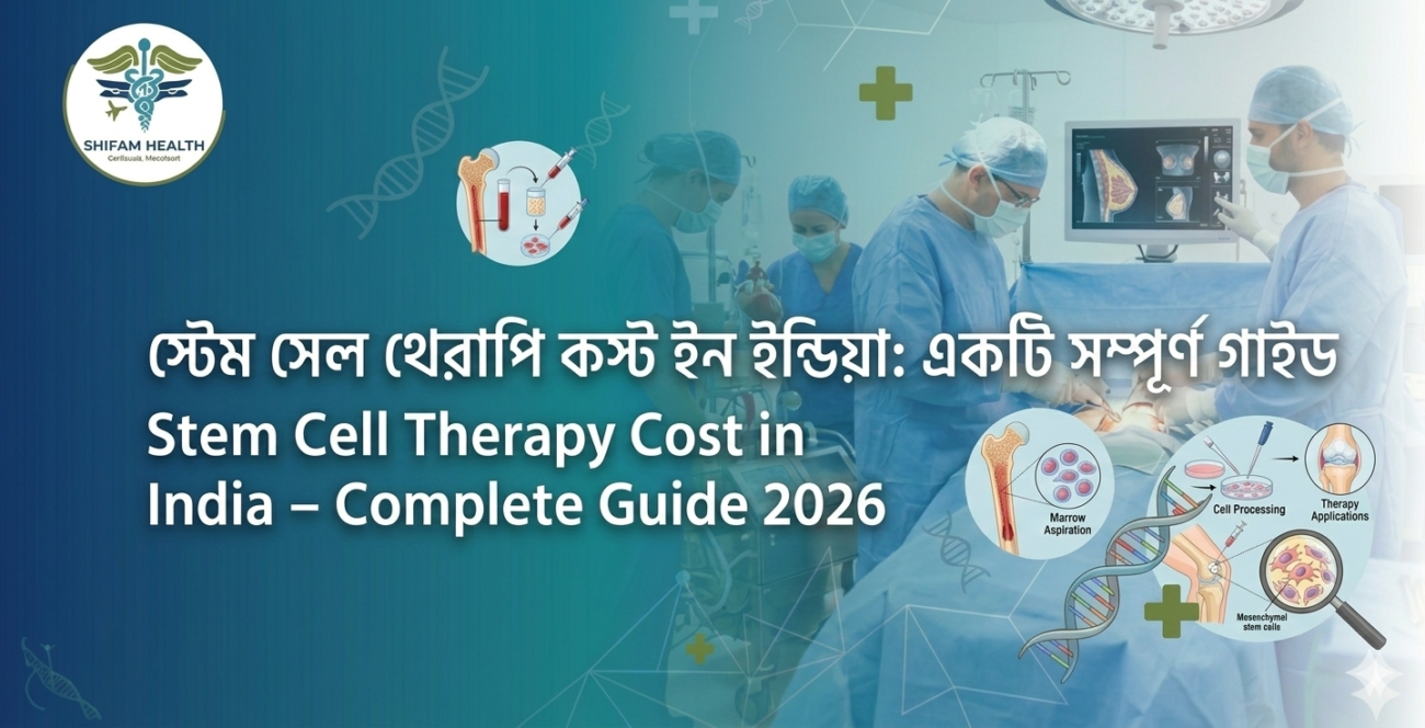 Medical professional consulting patient about stem cell therapy costs in India with hospital background