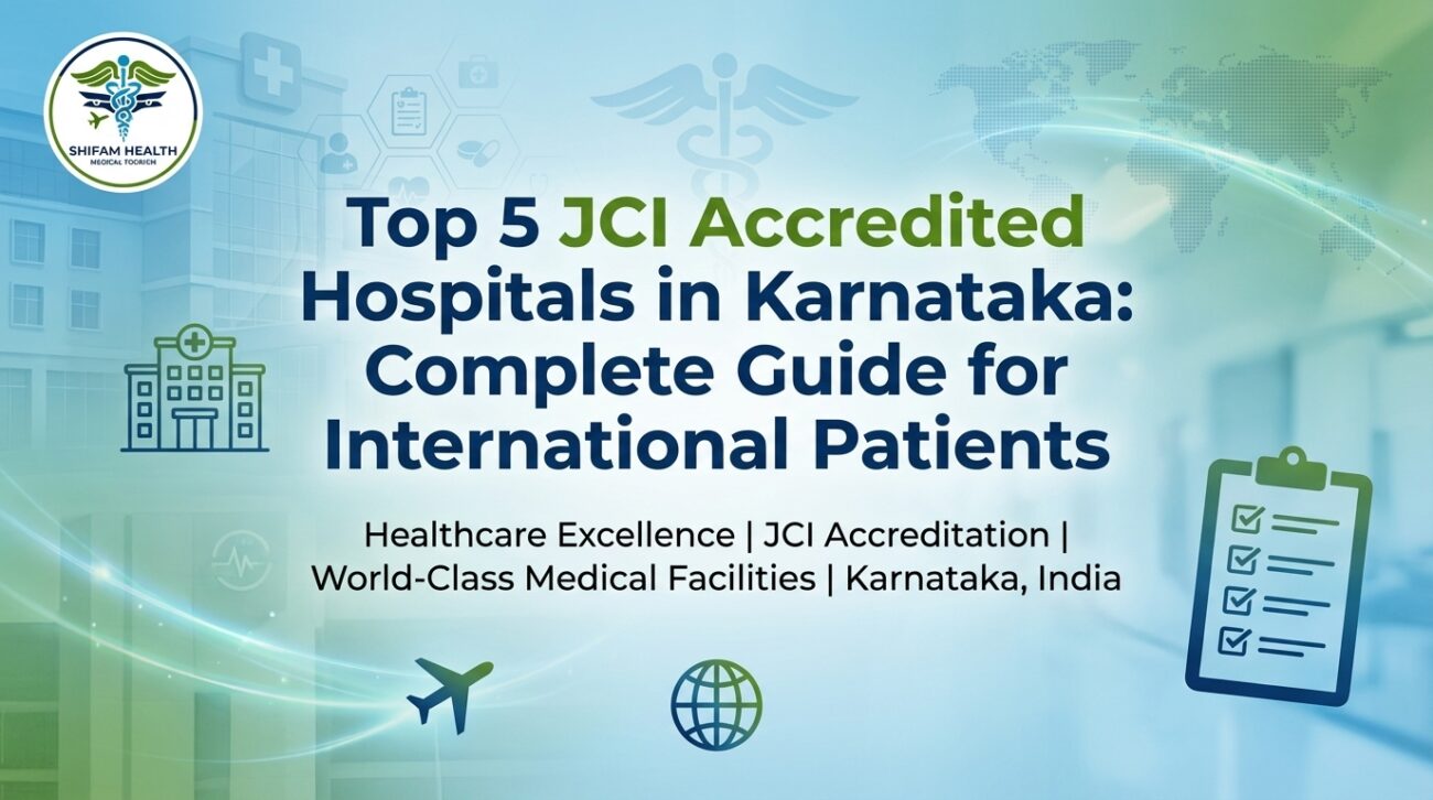 Top JCI Accredited Hospitals in Karnataka infographic highlighting leading hospitals, international patient care, and healthcare excellence in India