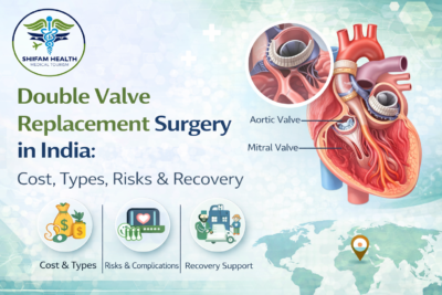Double valve replacement surgery in India showing aortic and mitral valve replacement procedure