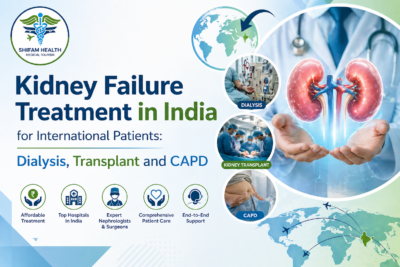 Kidney failure treatment in India showing dialysis, kidney transplant, and CAPD procedures