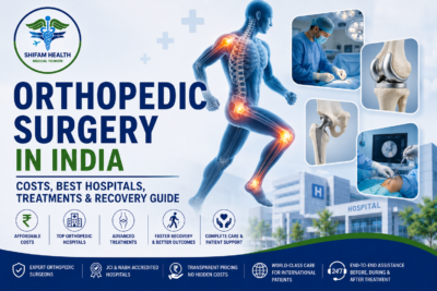 Orthopedic surgery in India featured image showing joint replacement, orthopedic procedures, advanced bone and joint care, and modern surgical treatment.