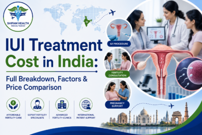 Featured image showing IUI fertility treatment in India with reproductive healthcare visuals, fertility consultation, pregnancy support, and international patient care concept