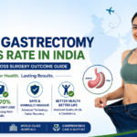 Featured image showing sleeve gastrectomy success rate in India with weight loss transformation, bariatric surgery illustration, and expert obesity treatment concept.