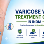 Featured image showing varicose vein treatment cost in India with leg vein illustration, vascular care specialist, and affordable treatment concept.