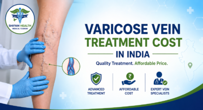 Featured image showing varicose vein treatment cost in India with leg vein illustration, vascular care specialist, and affordable treatment concept.