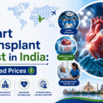 Featured image showing heart transplant treatment in India with realistic heart anatomy, transplant surgery visuals, cardiac specialists, and international patient care concept