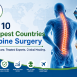 Top 10 cheapest countries for spine surgery showing global cost comparison, advanced hospitals and spine treatment illustration