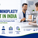 Featured image showing abdominoplasty cost in India with a plastic surgeon consultation, tummy tuck surgery planning, body contouring illustration, and cosmetic surgery care for international patients.