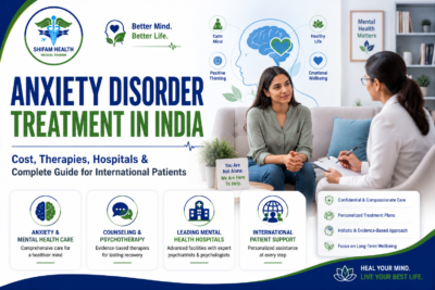 Featured image showing anxiety disorder treatment in India with a psychologist consultation, mental health support, counseling therapy, and comprehensive psychiatric care for international patients.