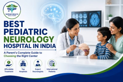 Featured image showing a pediatric neurologist consulting a child and parent in a modern hospital setting, representing the best pediatric neurology hospitals in India for international patients.