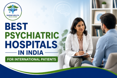 Featured image showing a psychiatrist consulting an international patient in a modern healthcare setting, representing the best psychiatric hospitals in India for mental health treatment and recovery.