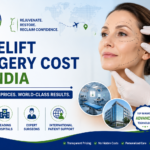 Featured image showing facelift surgery cost in India with a facial rejuvenation consultation, cosmetic surgery planning markings, modern hospital facilities, and treatment options for international patients.