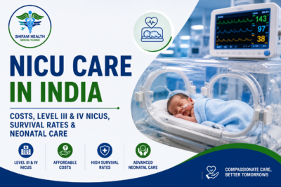 NICU care in India featured image showing a newborn baby in a neonatal intensive care unit (NICU) incubator with advanced monitoring and specialized neonatal care.