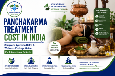 Featured image showing Panchakarma treatment in India with traditional Ayurvedic oil therapy, wellness treatments, detox procedures, and holistic healing programs for international patients.
