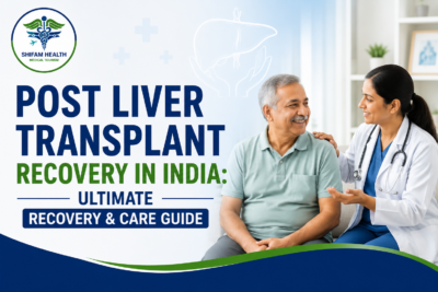 Post liver transplant recovery in India showing a transplant patient receiving follow-up care and recovery guidance from a specialist doctor.