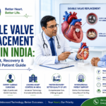 Featured image showing double valve replacement surgery in India, with a cardiac surgeon consulting an international patient, heart valve illustrations, and advanced cardiac care.