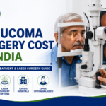 Featured image showing glaucoma surgery cost in India with an ophthalmologist performing an eye examination, advanced glaucoma treatment options, laser surgery, and expert eye care.