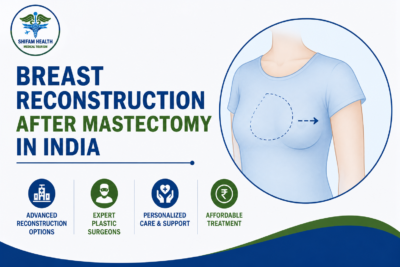 Breast reconstruction after mastectomy in India featured image showing a medical illustration of post-mastectomy breast reconstruction with advanced reconstructive surgery.