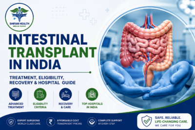 Intestinal transplant in India featured image showing a transplanted intestine with advanced surgical care, treatment eligibility, recovery, and leading transplant hospitals.