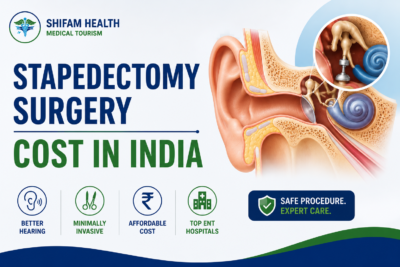 Stapedectomy surgery cost in India featured image showing middle ear anatomy, hearing restoration surgery, and advanced ENT treatment.