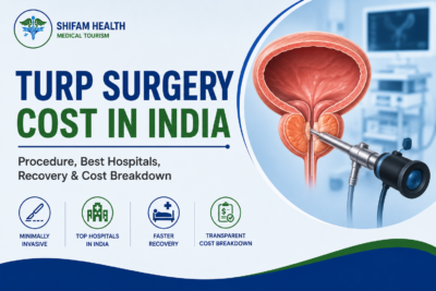 TURP surgery cost in India featured image showing the prostate, urinary tract anatomy, and transurethral resection of the prostate (TURP) procedure.