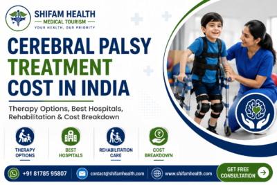 Cerebral palsy treatment cost in India featured image showing a child undergoing rehabilitation therapy with an experienced physiotherapist in a modern hospital.