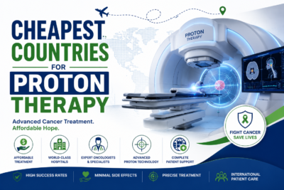 Cheapest countries for proton therapy featured image showing advanced proton beam treatment technology, precision cancer care, and affordable medical tourism options.