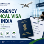 Emergency Medical Visa for India featured image showing passport, medical visa documents, airport travel, and urgent healthcare assistance for international patients.