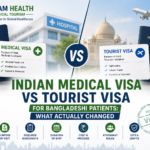 Indian Medical Visa vs Tourist Visa for Bangladeshi patients featured image comparing visa types, eligibility, required documents, travel rules, and medical treatment access.