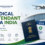Medical Attendant Visa India featured image showing passport, visa documents, airport travel, and companion support for international patients traveling to India.