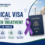 Medical visa for cancer treatment in India featured image showing a medical visa, passport, cancer awareness ribbon, and travel assistance for international patients.