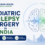 Pediatric epilepsy surgery in India featured image showing a brain illustration with EEG wave, advanced pediatric neurosurgery, and expert neurological care.