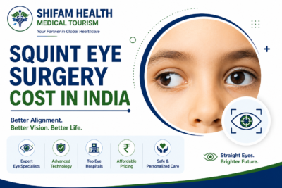 Squint eye surgery cost in India featured image showing eye alignment correction, expert ophthalmologists, advanced strabismus surgery, and affordable eye care.
