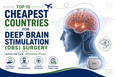 Top 10 cheapest countries for Deep Brain Stimulation (DBS) surgery featured image showing advanced neurosurgery, brain stimulation technology, and affordable treatment options.