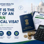 What is the cost of an Indian Medical Visa featured image showing passport, medical visa application, travel documents, and visa fee information for international patients.